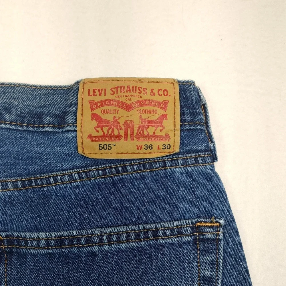 Levi's Jeans Mens W36 L30 Blue 505 Straight‎ Regular Fit Denim Medium Wash